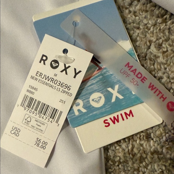 NEW Roxy White Zip-Up Rash Guard - Picture 7 of 7